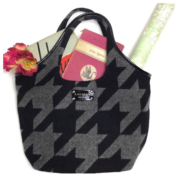 kate spade Handbags - KATE SPADE Black Gray Houndstooth Tote Bag